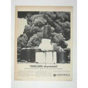 $500000 Skyrocket Grinnell Fire Protection Systems Vintage Print Ad 1960s Safety